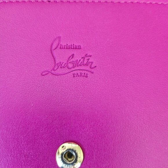 Louboutin Pink spiked leather wallet wristlet clutch - Picture 3 of 16